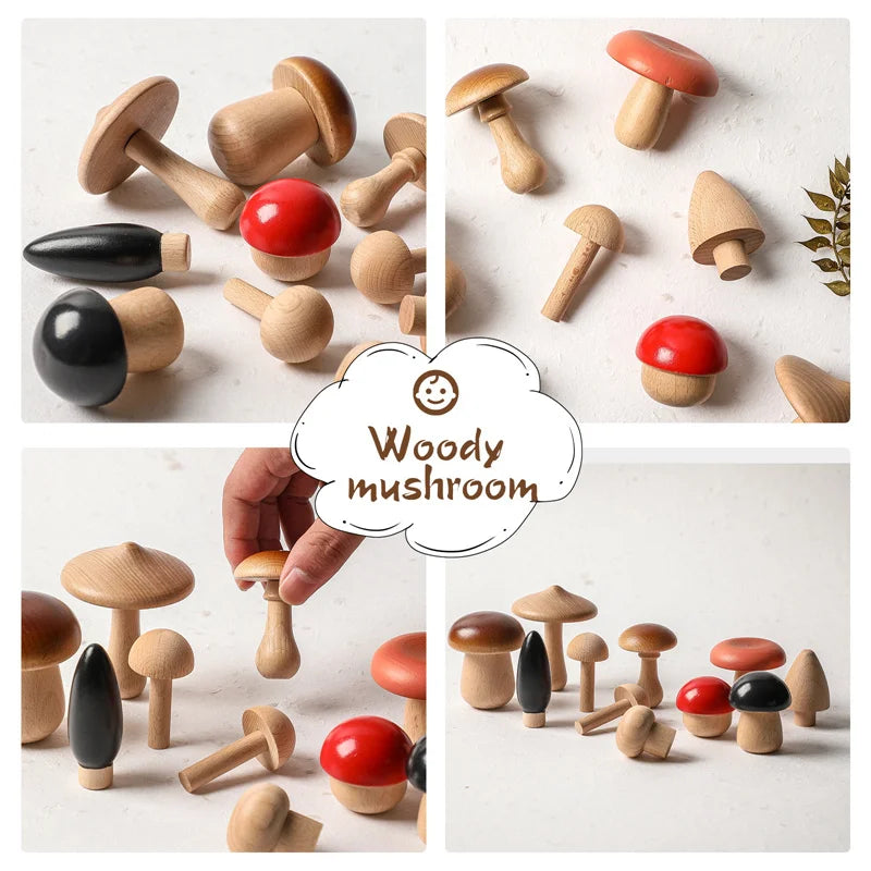 Axya Wooden Mushroom Building Block Set for Creative Play