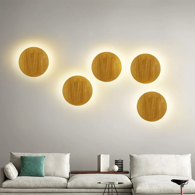 Axyaa Wooden LED Wall Lamp: Nordic Style Bedroom Light, AC110-240V