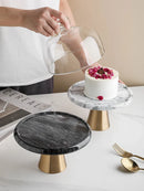 Axya Glass Cake Stand with Golden High-foot Cover Tray Kitchen Decoration Storage