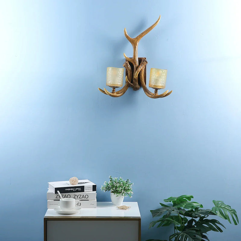 Axyaa Retro Antlers Deer Wall Lamp for Living Room & Bar Décor