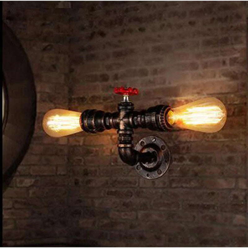 Axya Industrial Water Pipe Wall Light - Retro Iron, Multi Lights, E27