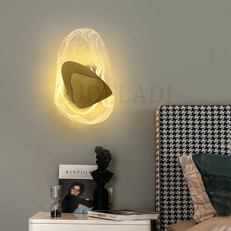 Axya Modern Crystal Wall Lamps: Gold & Black LED Indoor Lighting Fixtures