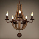 Rural Wood Candle Chandelier for Living Room Bedroom Loft Home by Axyaa