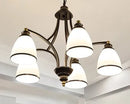 Axyaa American Country Iron Chandelier with White Glass - Ideal for Suspension Lighting in Any Room