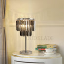 Axya Modern Crystal Table Lamp - Clear Gray Luxe Desk Lighting