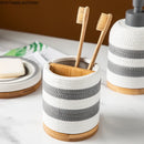 Axya Ceramic Bathroom 5-piece Set: Cup, Soap Dish, Toothbrush Holder, Lotion Bottle