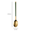 Axyaa Stainless Steel Long Coffee Spoon Set Vintage Tableware Teaspoons Dessert Ice Cream