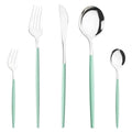 Axyaa Mint Green Stainless Steel Cutlery Set | 5pcs Knife Fork Spoon Flatware Tableware