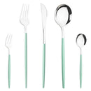 Axyaa Mint Green Stainless Steel Cutlery Set | 5pcs Knife Fork Spoon Flatware Tableware