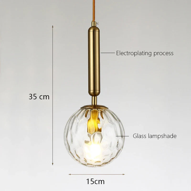 Axyaa Glass Ball Pendant Light - Modern Nordic Globe Ceiling Lamp