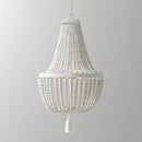 Axyaa Weathered White Wood Beads Chandelier Pendant Light for Nursery Bedroom Living Room