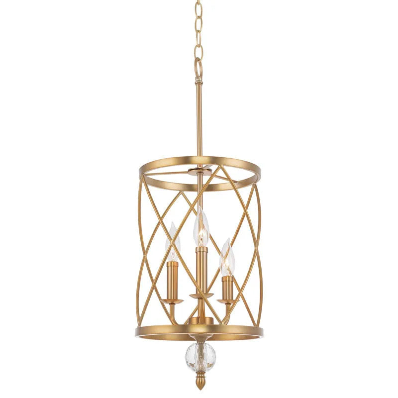 Axyaa Retro Industrial Crystal Pendant Lamp - Black Gold Vintage Chandelier