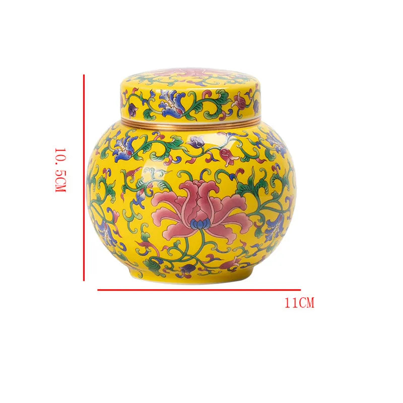 Axya Chinese Print Ceramic Tea Caddy: Kitchen & Desktop Storage, Home Decor & Gift
