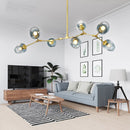 Axyaa Modern Nordic Glass Chandelier - Black Gold Loft Living Room Bedroom Hanging Lamp