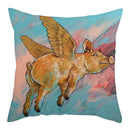 Axyaa Pig Oil Painting Cushion Cover Home Decor Sofa Chair 45X45cm