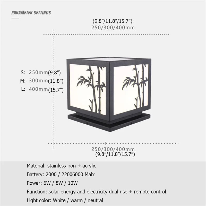 Axyaa Solar Post Lamp Wall Lights Remote Control IP65 Waterproof LED
