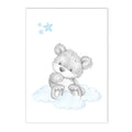Axyaa Baby Bear Cloud Print Nursery Wall Art Kids Room Decor