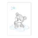 Axyaa Baby Bear Cloud Print Nursery Wall Art Kids Room Decor