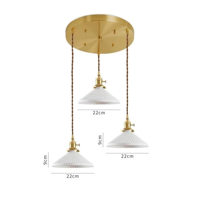 Axyaa Ceramic LED Pendant Light - Modern Copper Hanging Lamp