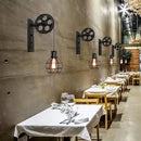 Axyaa Industrial Pulley Wall Lamp: Retro Vintage Iron Sconce Light Fixt.