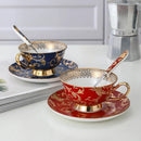 Axya Retro Ceramic Coffee Cup & Saucer Set - Classic British Style High Grade Porcelain