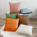 Axyaa Faux Leather Cushion Cover 45x45cm Ivory Green Orange Brown Coral for Home Decor