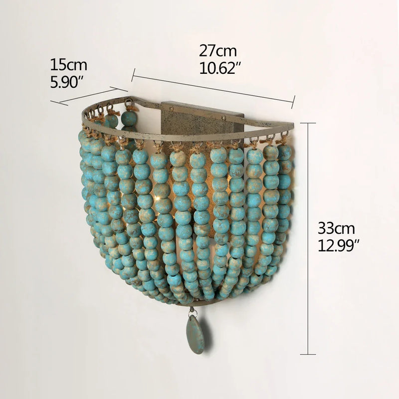 Axyaa Nordic Retro Wooden Bead Wall Lamp for Home Lighting
