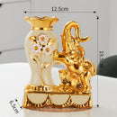 Axyaa Ceramic Golden Elephant Vase Set of 2