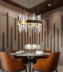 Axyaa Gold LED Chandelier: Modern Crystal Dining Room Lighting