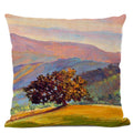 Axyaa Landscape Oil Painting Throw Pillow Cover, Trees Flowers Pastoral Decor, 45x45CM