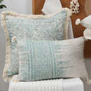 Axyaa Green Tassel Cotton Linen Pillow Cover for Retro Home Decor