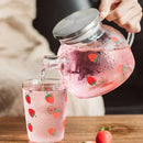 Axyaa Kawaii Strawberry Glass Cold Water Pot | Large Capacity Heat-Resistant Cute Teapot