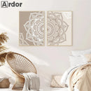 Axyaa Bohemian Floral Beige Canvas Print Yoga Zen Wall Art Poster Decor