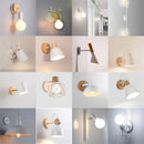 Axyaa LED White Wood Wall Lights Modern Sconce Nordic Design E27 Base Fixture