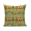 Axyaa Merry Christmas Decor Pillow Cover Set 45x45cm Linen Noel Cushion Cases