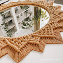 Axyaa Bohemia Macrame Handmade Round Mirror Wall Tapestry - Bedroom Livingroom Bathroom Decor