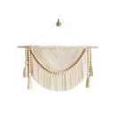 Axyaa Macrame Wall Hanging Tapestry with Wood Beads and Tassels - Handmade Woven Decor
