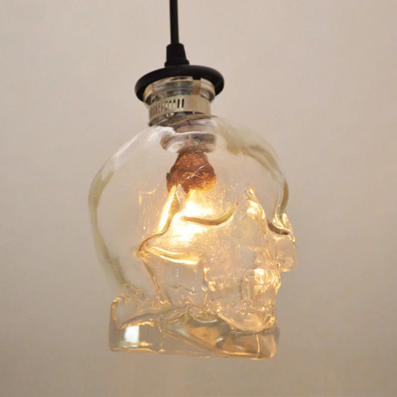 Axyaa Skull Clear Glass Pendant Lights - Retro Demon Evil Skeleton Lamp