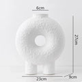 Axyaa Circle Texture Black and White Ceramic Vase - Modern Abstract Floral Home Decor