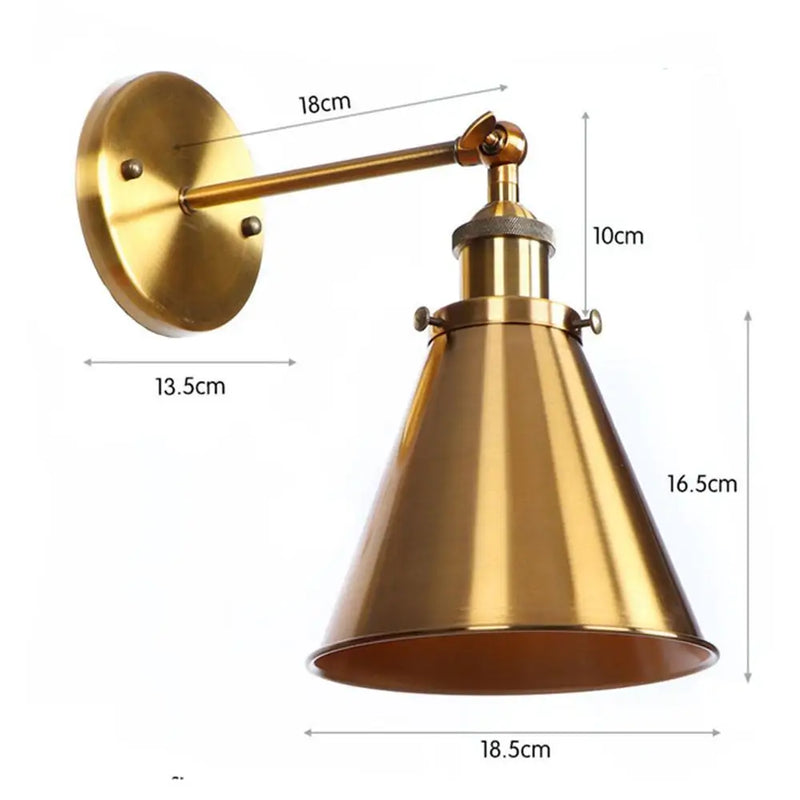 Axyaa Vintage Iron Gold Wall Lamp with Long Arm - High-Quality Brass Sconce