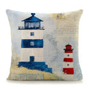 Axyaa Mediterranean Lighthouse Sail Print Pillow Cover for Home Decor
