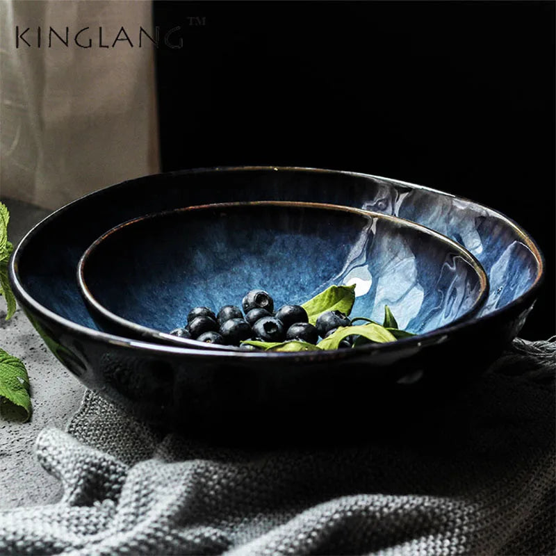 Axya Blue Ceramic Bowls | Nordic Style | Set of 3 | Restaurant Tableware
