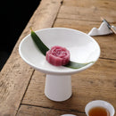 Axya White Ceramic Fruit Tray with Tall Feet and Round Design