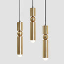 Axya Golden Cylinder Pipe Chandelier Pendant Light - Modern Indoor Kitchen Dining Room Lighting