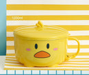 Axyaa Double-layer Cute Duck Ramen Bowl With Lid Stainless Steel Tableware