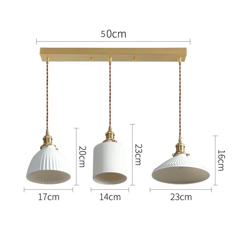 Axyaa Ceramic LED Pendant Light - Modern Copper Hanging Lamp