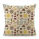 Axyaa Mediterranean Lighthouse Sail Print Pillow Cover for Home Decor