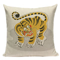 Axyaa Cartoon Tiger Lion Dance Pillow Case Cover for Bed Sofa Decoration