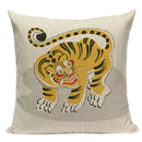 Axyaa Cartoon Tiger Lion Dance Pillow Case Cover for Bed Sofa Decoration