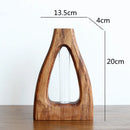 Axyaa Wooden Vase Glass Test Tube Flower Arrangement Hydroponics Home Decor
